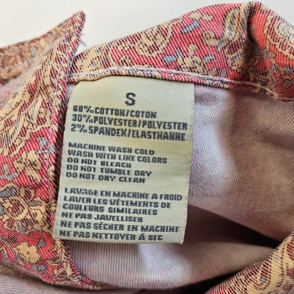 Vintage APRIL CORNELL Bib Overalls PINK FLORAL PAISLEY Cotton Blend Denim Small - Picture 4 of 9